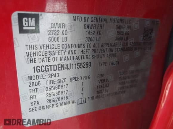 ✅ 2018 Chevrolet Colorado 4WD Z71 • VIN: 1GCGTDEN4J1155289 • Лот: 43022908. Опубликован ранее на IAAI с пробегом 127 356 миль. Бесплатный доступ к архиву аукционных продаж из США и подробный отчёт об истории автомобиля на DreamBid. Изображение 9.