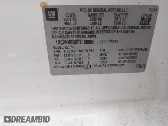 ✅ 2015 Chevrolet Silverado 2500HD LT • VIN: 1GC2KVEG6FZ100680 • Lot: 42928881. Wystawiony na IAAI z przebiegiem 286 834 mil. Bezpłatny archiwum sprzedaży aukcyjnych z USA i szczegółowy raport historii pojazdu na DreamBid. Zdjęcie 9.