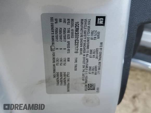 2012 Chevrolet Silverado 1500 LT with VIN 1GCRKSE01CZ271719, listed as a Copart auction lot 88453695 with 139,300 mi miles and Salvage title. Bid and sale history available at DreamBid. Image 12.