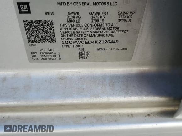 ✅ 2019 Chevrolet Silverado 1500 LT • VIN: 1GCPWCED4KZ126449 • Lot: 91895615. Listed on Copart with 81,193 mi. Free auction sales archive from the USA and detailed vehicle history report at DreamBid. Image 12.