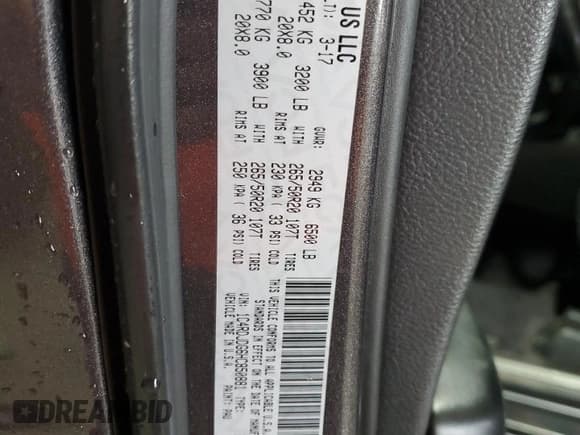 ✅ 2017 Dodge Durango GT • VIN: 1C4RDJDG6HC850881 • Lot: 57554535. Listed on Copart with 182,410 mi. Free auction sales archive from the USA and detailed vehicle history report at DreamBid. Image 13.