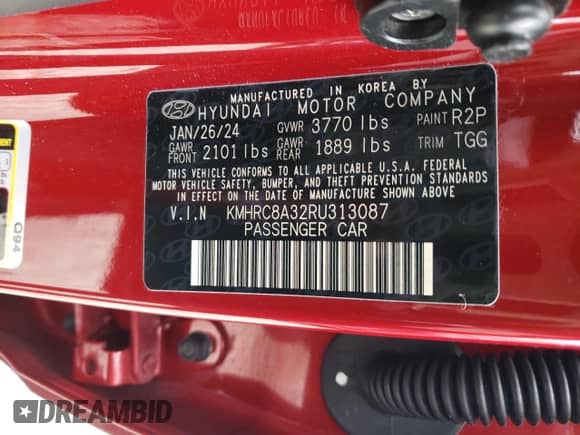 2024 Hyundai Venue SEL with VIN KMHRC8A32RU313087, listed as a Copart auction lot 67907254 with 9,966 mi miles and Salvage title. Bid and sale history available at DreamBid. Image 13.