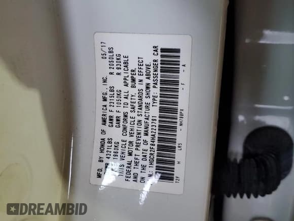 ✅ 2017 Honda Accord EX-L • VIN: 1HGCR2F84HA223791 • Lot: 89622525. Wystawiony na Copart z przebiegiem Nie podano. Bezpłatny archiwum sprzedaży aukcyjnych z USA i szczegółowy raport historii pojazdu na DreamBid. Zdjęcie 12.