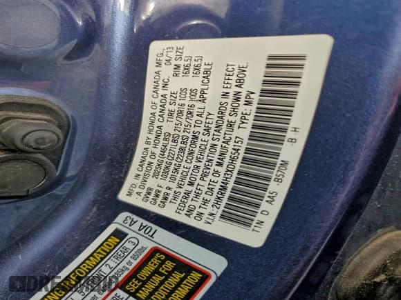 ✅ 2013 Honda CR-V LX • VIN: 2HKRM4H3XDH654157 • Лот: 94299995. Опубликован ранее на Copart с пробегом 118 397 миль. Бесплатный доступ к архиву аукционных продаж из США и подробный отчёт об истории автомобиля на DreamBid. Изображение 13.