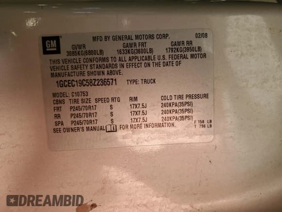 ✅ 2008 Chevrolet Silverado 1500 Work Truck • VIN: 1GCEC19C58Z236571 • Lot: 93111665. Listed on Copart with 202,974 mi. Free auction sales archive from the USA and detailed vehicle history report at DreamBid. Image 12.