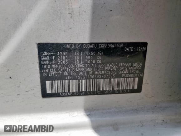 ✅ 2021 Subaru Impreza • VIN: 4S3GTAB65M3707595 • Lot: 64225555. Wystawiony na Copart z przebiegiem 64 514 mil. Bezpłatny archiwum sprzedaży aukcyjnych z USA i szczegółowy raport historii pojazdu na DreamBid. Zdjęcie 12.