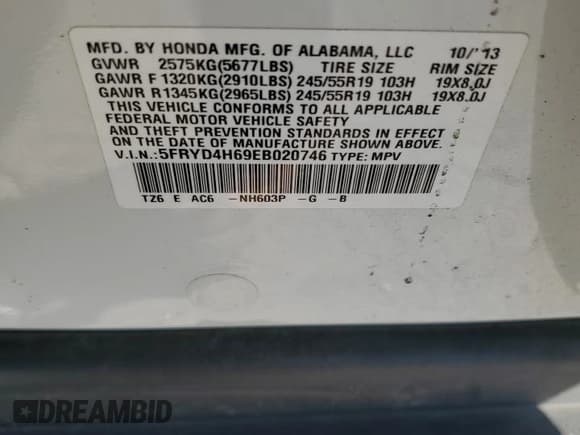 ✅ 2014 Acura MDX Technology • VIN: 5FRYD4H69EB020746 • Lot: 91268705. Listed on Copart with 172,266 mi. Free auction sales archive from the USA and detailed vehicle history report at DreamBid. Image 13.