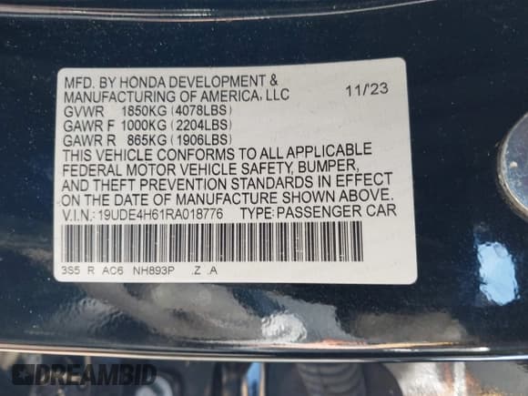 ✅ 2024 Acura Integra Technology • VIN: 19UDE4H61RA018776 • Лот: 42931510. Опубликован ранее на IAAI с пробегом 21 715 миль. Бесплатный доступ к архиву аукционных продаж из США и подробный отчёт об истории автомобиля на DreamBid. Изображение 9.