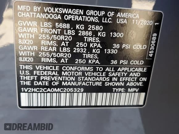 ✅ 2021 Volkswagen Atlas SE • VIN: 1V2HC2CA0MC205329 • Lot: 81561825. Listed on Copart with 119,591 mi. Free auction sales archive from the USA and detailed vehicle history report at DreamBid. Image 14.