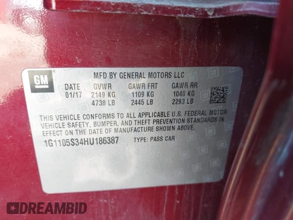 ✅ 2017 Chevrolet Impala LT • VIN: 1G1105S34HU186387 • Лот: 43419728. Опубликован ранее на IAAI с пробегом 150 311 миль. Бесплатный доступ к архиву аукционных продаж из США и подробный отчёт об истории автомобиля на DreamBid. Изображение 9.