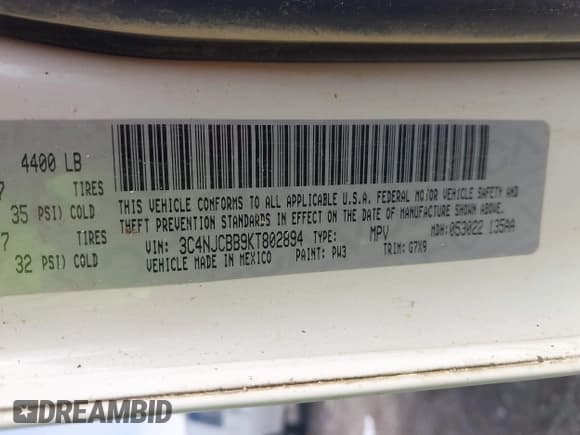 ✅ 2019 Jeep Compass Latitude • VIN: 3C4NJCBB9KT802894 • Lot: 43589116. Wystawiony na IAAI z przebiegiem 135 922 mil. Bezpłatny archiwum sprzedaży aukcyjnych z USA i szczegółowy raport historii pojazdu na DreamBid. Zdjęcie 9.