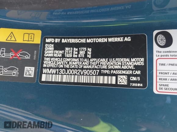 ✅ 2024 MINI Hardtop Cooper SE • VIN: WMW13DJ00R2V90507 • Lot: 42125267. Listed on IAAI with 2,576 mi. Free auction sales archive from the USA and detailed vehicle history report at DreamBid. Image 9.