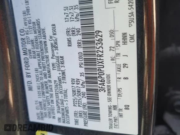 ✅ 2015 Ford Fusion SE Luxury • VIN: 3FA6P0PUXFR253629 • Лот: 82255375. Опубликован ранее на Copart с пробегом 176 879 миль. Бесплатный доступ к архиву аукционных продаж из США и подробный отчёт об истории автомобиля на DreamBid. Изображение 12.