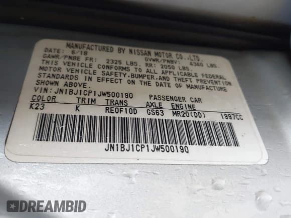 ✅ 2018 Nissan Rogue S • VIN: JN1BJ1CP1JW500190 • Lot: 41544194. Listed on IAAI with 183,188 mi. Free auction sales archive from the USA and detailed vehicle history report at DreamBid. Image 9.