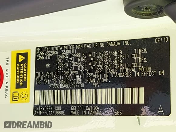 ✅ 2013 Lexus RX 350 • VIN: 2T2ZK1BA6DC127730 • Lot: 43463772. Wystawiony na IAAI z przebiegiem 147 916 mil. Bezpłatny archiwum sprzedaży aukcyjnych z USA i szczegółowy raport historii pojazdu na DreamBid. Zdjęcie 9.