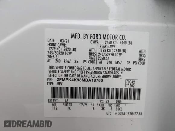 ✅ 2021 Ford Edge Titanium • VIN: 2FMPK4K98MBA18760 • Lot: 43090137. Wystawiony na IAAI z przebiegiem 66 752 mil. Bezpłatny archiwum sprzedaży aukcyjnych z USA i szczegółowy raport historii pojazdu na DreamBid. Zdjęcie 9.