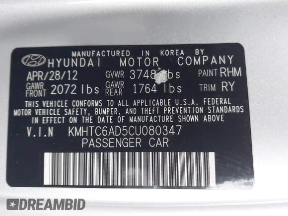 ✅ 2012 Hyundai Veloster w/Gray Int • VIN: KMHTC6AD5CU080347 • Лот: 43642930. Опубликован ранее на IAAI с пробегом 160 332 миль. Бесплатный доступ к архиву аукционных продаж из США и подробный отчёт об истории автомобиля на DreamBid. Изображение 9.