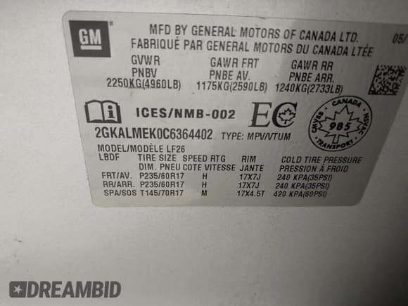 ✅ 2012 GMC Terrain SLE-1 • VIN: 2GKALMEK0C6364402 • Lot: 43437062. Wystawiony na IAAI z przebiegiem 168 177 mil. Bezpłatny archiwum sprzedaży aukcyjnych z USA i szczegółowy raport historii pojazdu na DreamBid. Zdjęcie 9.