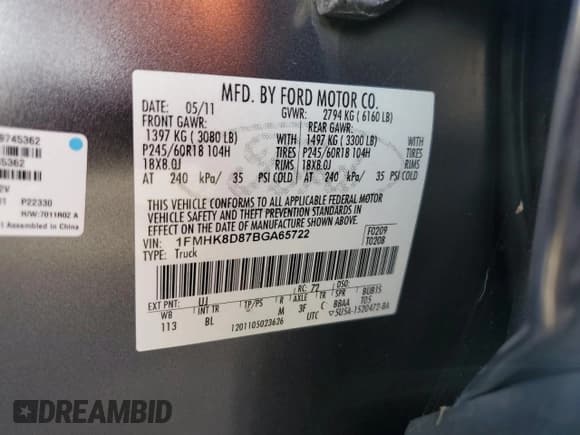 ✅ 2011 Ford Explorer XLT • VIN: 1FMHK8D87BGA65722 • Lot: 91478365. Wystawiony na Copart z przebiegiem 169 914 mil. Bezpłatny archiwum sprzedaży aukcyjnych z USA i szczegółowy raport historii pojazdu na DreamBid. Zdjęcie 13.