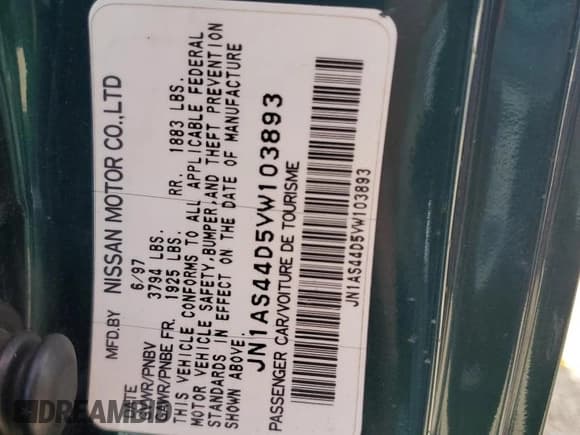 ✅ 1997 Nissan 240SX • VIN: JN1AS44D5VW103893 • Лот: 56662165. Опубликован ранее на Copart с пробегом 193 002 миль. Бесплатный доступ к архиву аукционных продаж из США и подробный отчёт об истории автомобиля на DreamBid. Изображение 12.