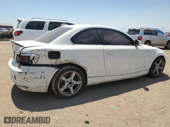 ✅ 2013 BMW 1 Series 128i • VIN: WBAUP7C54DVP25118 • Lot: 67860225. Listed on Copart with 94,358 mi. Free auction sales archive from the USA and detailed vehicle history report at DreamBid. Image 3.