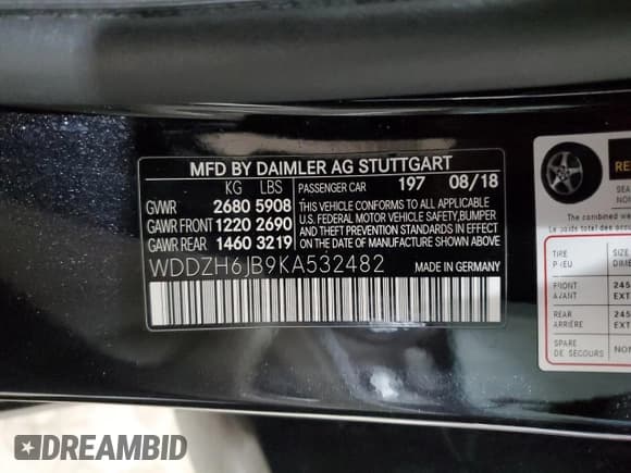 ✅ 2019 Mercedes-Benz E 450 • VIN: WDDZH6JB9KA532482 • Lot: 89017175. Listed on Copart with 57,875 mi. Free auction sales archive from the USA and detailed vehicle history report at DreamBid. Image 12.