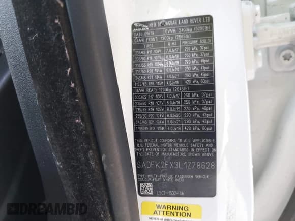 ✅ 2020 Jaguar E-Pace • VIN: SADFK2FX3L1Z78628 • Лот: 40604588. Опубликован ранее на IAAI с пробегом 35 239 миль. Бесплатный доступ к архиву аукционных продаж из США и подробный отчёт об истории автомобиля на DreamBid. Изображение 9.