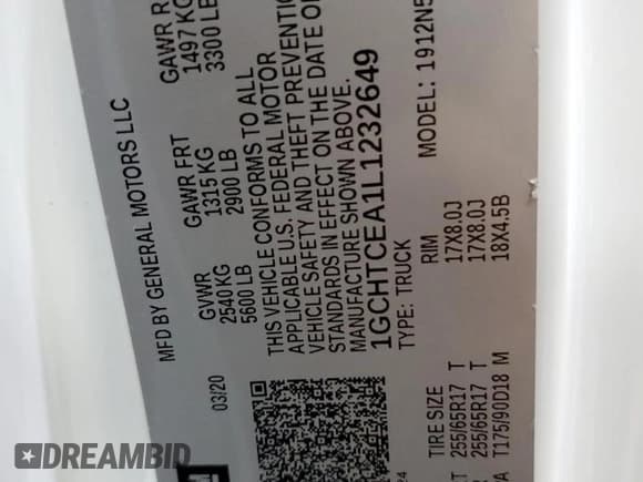 ✅ 2020 Chevrolet Colorado 4WD LT • VIN: 1GCHTCEA1L1232649 • Lot: 87223625. Listed on Copart with 75,644 mi. Free auction sales archive from the USA and detailed vehicle history report at DreamBid. Image 12.