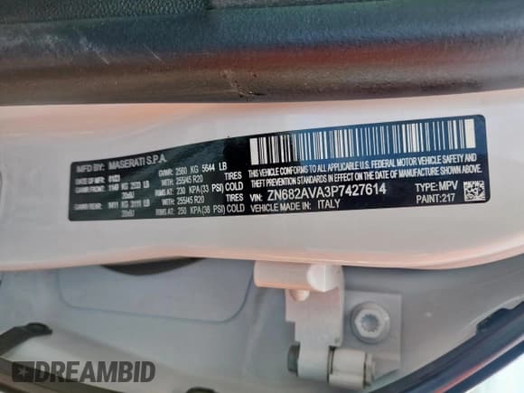 ✅ 2023 Maserati Grecale GT • VIN: ZN682AVA3P7427614 • Lot: 63973205. Listed on Copart with 26,174 mi. Free auction sales archive from the USA and detailed vehicle history report at DreamBid. Image 13.