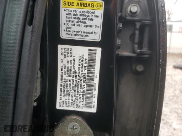 ✅ 2010 Honda CR-V EX-L • VIN: 5J6RE4H72AL065685 • Lot: 90791525. Listed on Copart with Not provided. Free auction sales archive from the USA and detailed vehicle history report at DreamBid. Image 13.