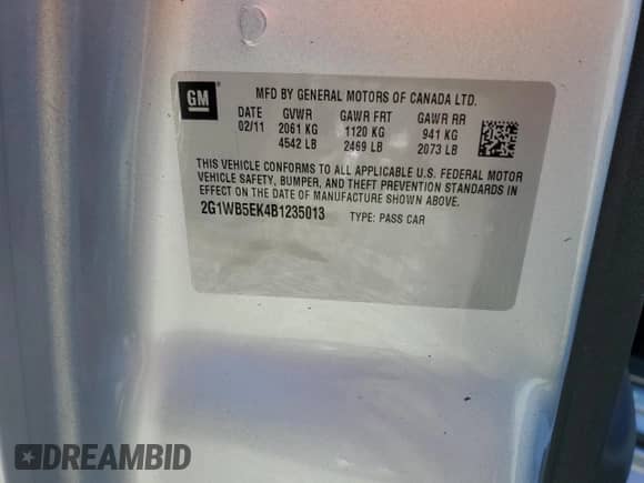 2011 Chevrolet Impala LT Retail с VIN 2G1WB5EK4B1235013, выставлен на аукционе Copart как лот 87092845 с пробегом 101 430 миль миль и Чистый • Clean title. История ставок и продаж доступна на DreamBid. Изображение 12.