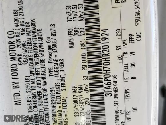 ✅ 2017 Ford Fusion SE • VIN: 3FA6P0H70HR201924 • Лот: 91857695. Опубликован ранее на Copart с пробегом 94 111 миль. Бесплатный доступ к архиву аукционных продаж из США и подробный отчёт об истории автомобиля на DreamBid. Изображение 12.