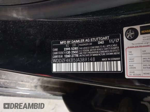 ✅ 2018 Mercedes-Benz E 300 • VIN: WDDZF4KB5JA389148 • Lot: 42317986. Listed on IAAI with 84,415 mi. Free auction sales archive from the USA and detailed vehicle history report at DreamBid. Image 9.