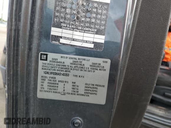 ✅ 2010 Chevrolet Traverse 1LT • VIN: 1GNLVFED8AS143353 • Lot: 74513504. Wystawiony na Copart z przebiegiem 237 591 mil. Bezpłatny archiwum sprzedaży aukcyjnych z USA i szczegółowy raport historii pojazdu na DreamBid. Zdjęcie 13.