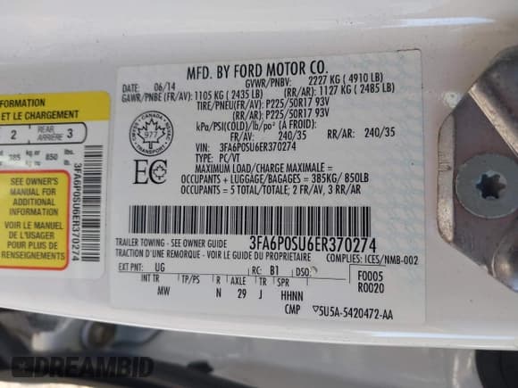 ✅ 2014 Ford Fusion Titanium • VIN: 3FA6P0SU6ER370274 • Lot: 43615574. Listed on IAAI with 162,697 mi. Free auction sales archive from the USA and detailed vehicle history report at DreamBid. Image 9.