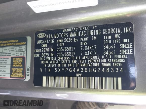 ✅ 2017 Kia Sorento LX • VIN: 5XYPG4A36HG248334 • Лот: 43669590. Опубликован ранее на IAAI с пробегом 132 547 миль. Бесплатный доступ к архиву аукционных продаж из США и подробный отчёт об истории автомобиля на DreamBid. Изображение 9.