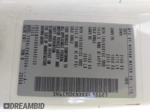 ✅ 2019 Nissan NV200 S • VIN: 3N6CM0KNXKK695123 • Lot: 43121294. Wystawiony na IAAI z przebiegiem 90 607 mil. Bezpłatny archiwum sprzedaży aukcyjnych z USA i szczegółowy raport historii pojazdu na DreamBid. Zdjęcie 9.