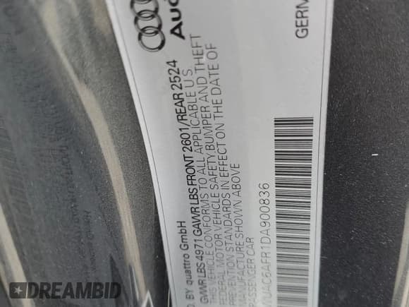 ✅ 2013 Audi RS 5 • VIN: WUAC6AFR1DA900836 • Lot: 59038215. Listed on Copart with 130,292 mi. Free auction sales archive from the USA and detailed vehicle history report at DreamBid. Image 13.