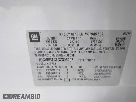 ✅ 2016 Chevrolet Silverado 1500 LT • VIN: 1GCVKREC5GZ396407 • Lot: 42893536. Wystawiony na IAAI z przebiegiem 127 257 mil. Bezpłatny archiwum sprzedaży aukcyjnych z USA i szczegółowy raport historii pojazdu na DreamBid. Zdjęcie 9.