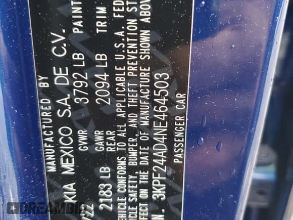 ✅ 2022 Kia Forte LXS • VIN: 3KPF24AD4NE464503 • Lot: 47801695. Wystawiony na Copart z przebiegiem 34 923 mil. Bezpłatny archiwum sprzedaży aukcyjnych z USA i szczegółowy raport historii pojazdu na DreamBid. Zdjęcie 12.