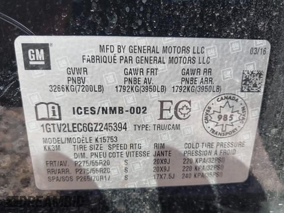 ✅ 2016 GMC Sierra 1500 • VIN: 1GTV2LEC6GZ245394 • Лот: 43292241. Опубликован ранее на IAAI с пробегом 107 401 миль. Бесплатный доступ к архиву аукционных продаж из США и подробный отчёт об истории автомобиля на DreamBid. Изображение 9.