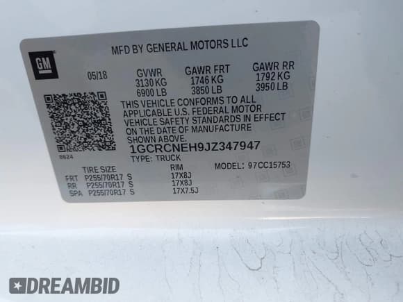 ✅ 2018 Chevrolet Silverado 1500 Work Truck • VIN: 1GCRCNEH9JZ347947 • Lot: 43656067. Wystawiony na IAAI z przebiegiem 44 355 mil. Bezpłatny archiwum sprzedaży aukcyjnych z USA i szczegółowy raport historii pojazdu na DreamBid. Zdjęcie 9.