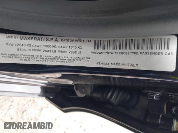 ✅ 2015 Maserati Ghibli S Q4 • VIN: ZAM57RTA1F1139322 • Лот: 42125575. Опубликован ранее на IAAI с пробегом 69 302 миль. Бесплатный доступ к архиву аукционных продаж из США и подробный отчёт об истории автомобиля на DreamBid. Изображение 9.