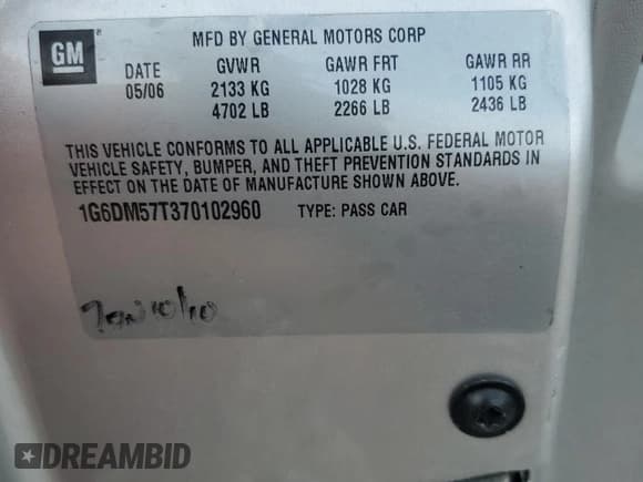 ✅ 2007 Cadillac CTS • VIN: 1G6DM57T370102960 • Lot: 81016435. Wystawiony na Copart z przebiegiem Nie podano. Bezpłatny archiwum sprzedaży aukcyjnych z USA i szczegółowy raport historii pojazdu na DreamBid. Zdjęcie 12.