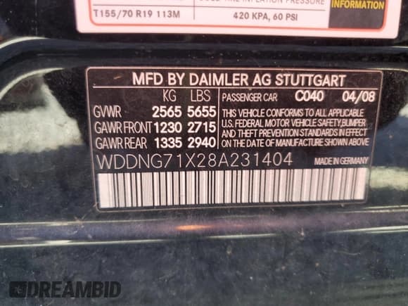 ✅ 2008 Mercedes-Benz S 550 • VIN: WDDNG71X28A231404 • Лот: 87369155. Опубликован ранее на Copart с пробегом 249 723 миль. Бесплатный доступ к архиву аукционных продаж из США и подробный отчёт об истории автомобиля на DreamBid. Изображение 12.