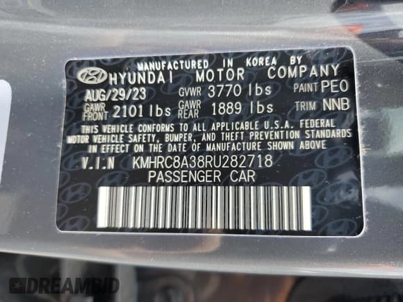 ✅ 2024 Hyundai Venue Limited • VIN: KMHRC8A38RU282718 • Lot: 57088985. Listed on Copart with 20,437 mi. Free auction sales archive from the USA and detailed vehicle history report at DreamBid. Image 13.