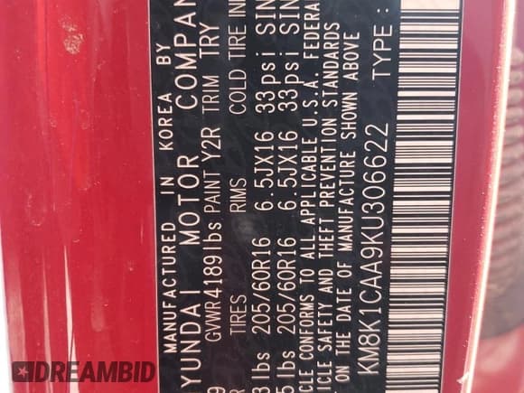 ✅ 2019 Hyundai Kona SE • VIN: KM8K1CAA9KU306622 • Лот: 72213644. Опубликован ранее на Copart с пробегом 111 559 миль. Бесплатный доступ к архиву аукционных продаж из США и подробный отчёт об истории автомобиля на DreamBid. Изображение 13.