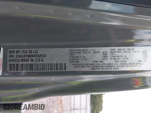 ✅ 2022 Jeep Wrangler Unlimited Rubicon • VIN: 1C4HJXFN6NW242016 • Lot: 43038281. Listed on IAAI with Not provided. Free auction sales archive from the USA and detailed vehicle history report at DreamBid. Image 9.