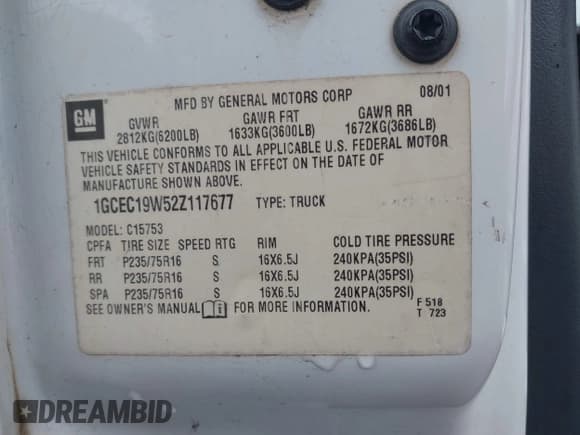 ✅ 2002 Chevrolet Silverado 1500 LS • VIN: 1GCEC19W52Z117677 • Lot: 43555653. Listed on IAAI with 361,829 mi. Free auction sales archive from the USA and detailed vehicle history report at DreamBid. Image 9.