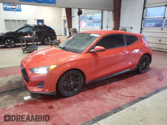 2019 Hyundai Veloster Turbo z VIN KMHTH6AB9KU015130, wystawiony jako Copart lot #88855185 z przebiegiem 97 021 mil mil oraz Szkoda całkowita • Salvage title. Historia ofert i sprzedaży dostępna na DreamBid. Obrazek 1.